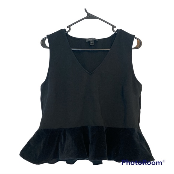 J Crew Stretch Tank w/Velvet Peplum Sz L
